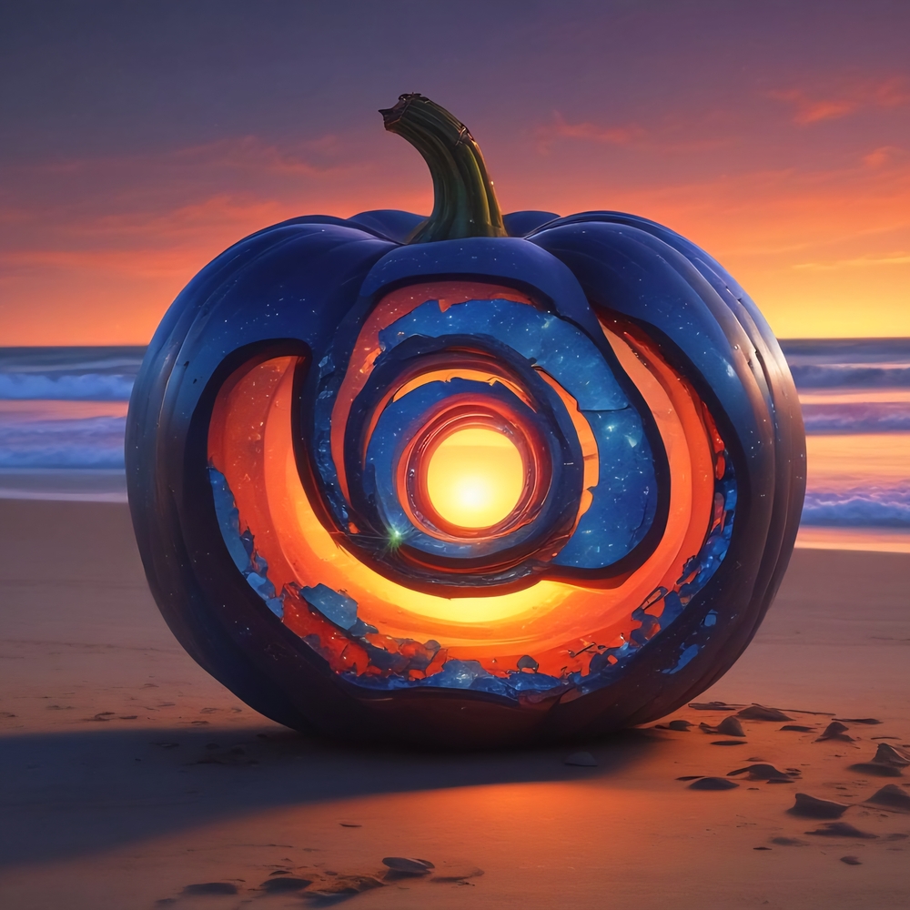 Blue and Orange Artistic Pumpkin Print